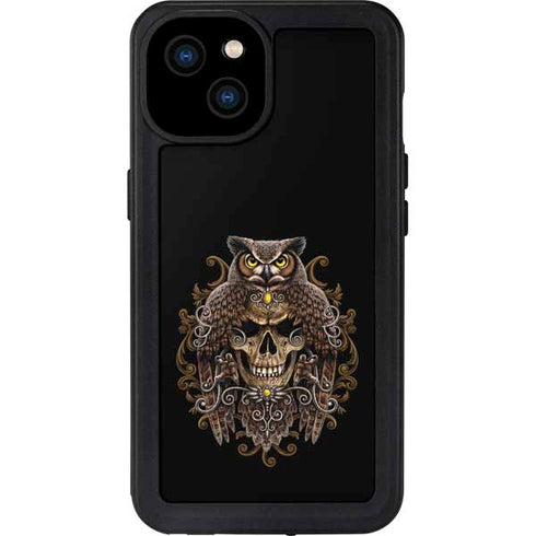 Skull and Owl by Sarah Richter iPhone 15 Plus Waterproof Case